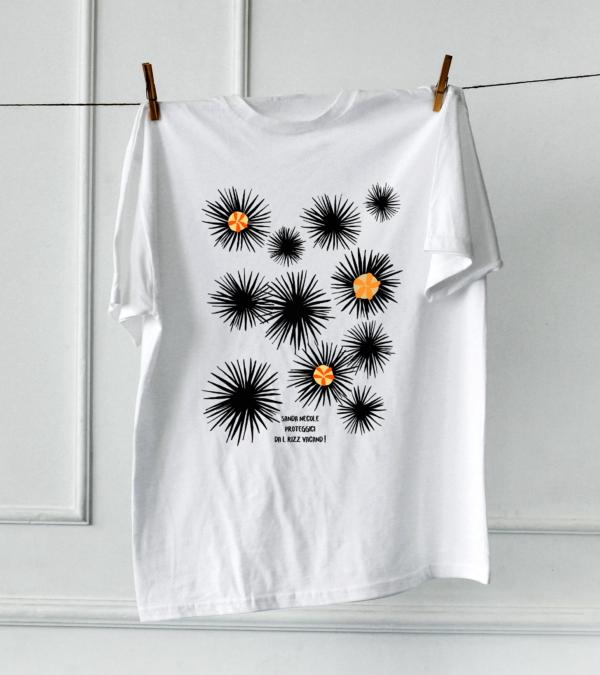 "Ricci baresi" tshirt illustrata bianca
